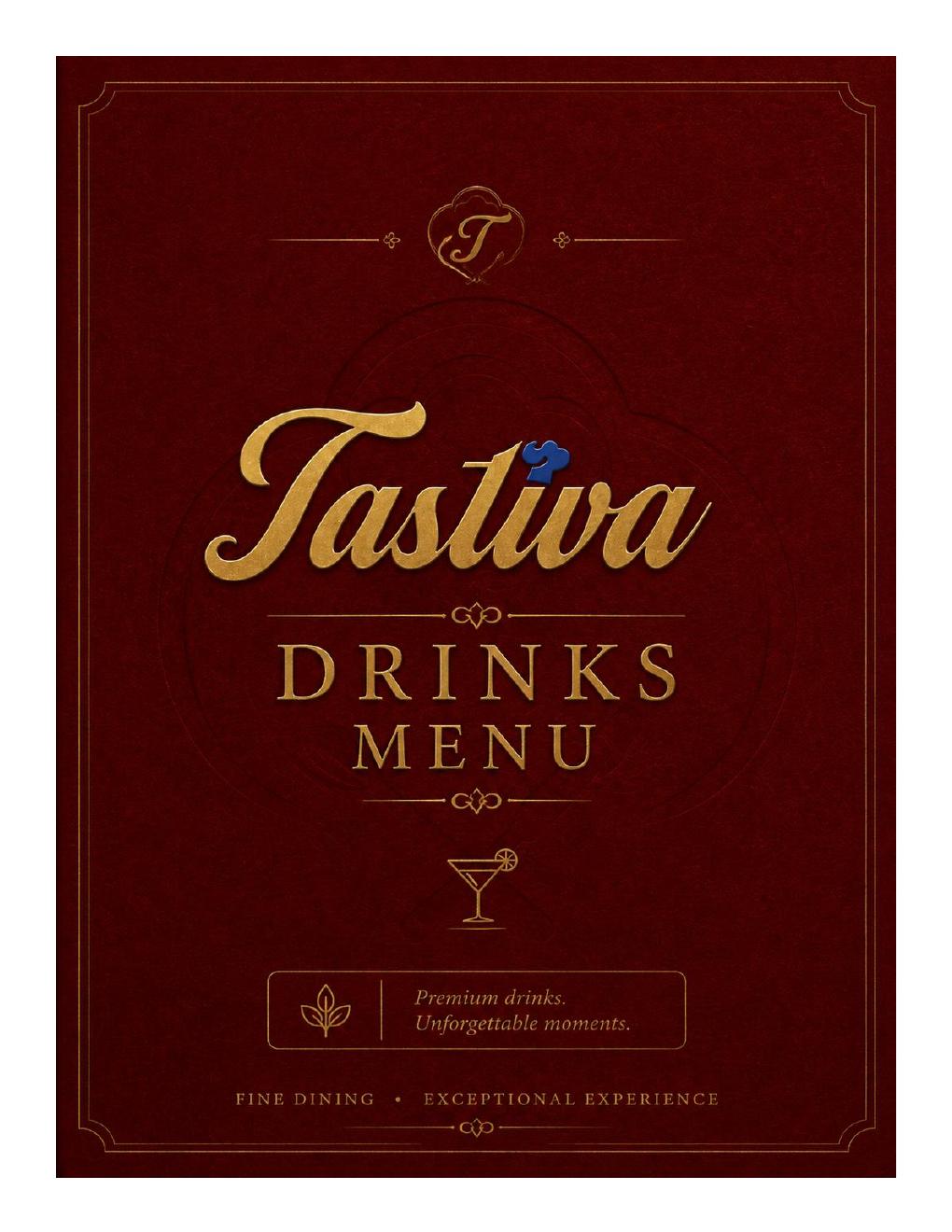 Tastiva beverages menu page 1
