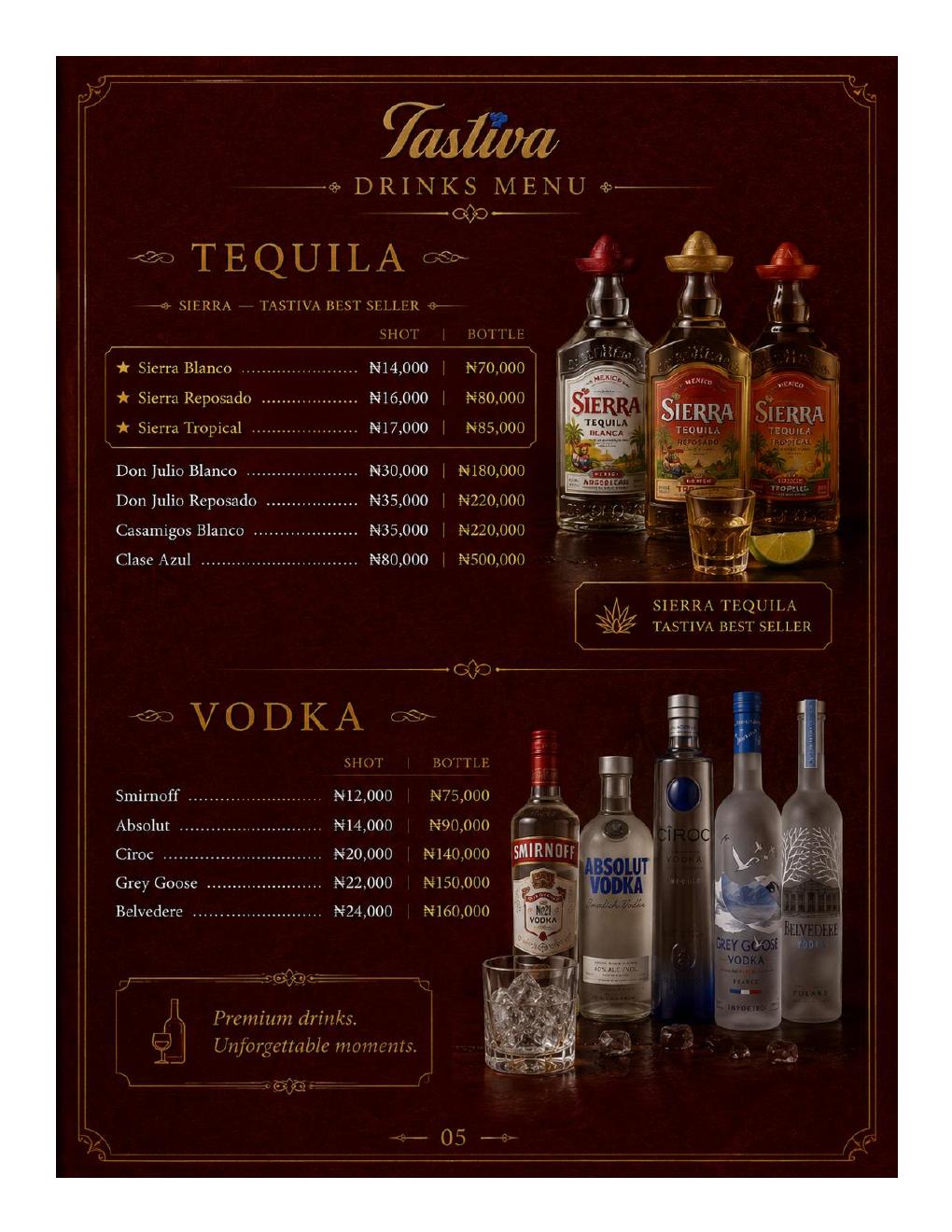 Tastiva beverages menu page 6
