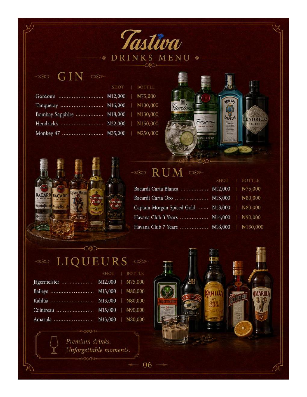 Tastiva beverages menu page 7