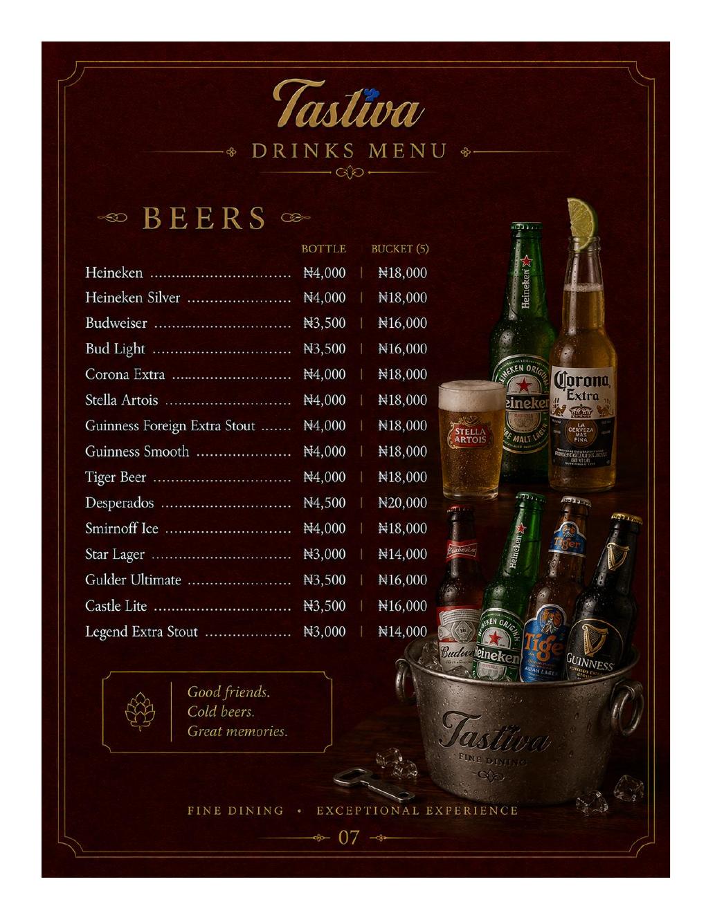 Tastiva beverages menu page 8