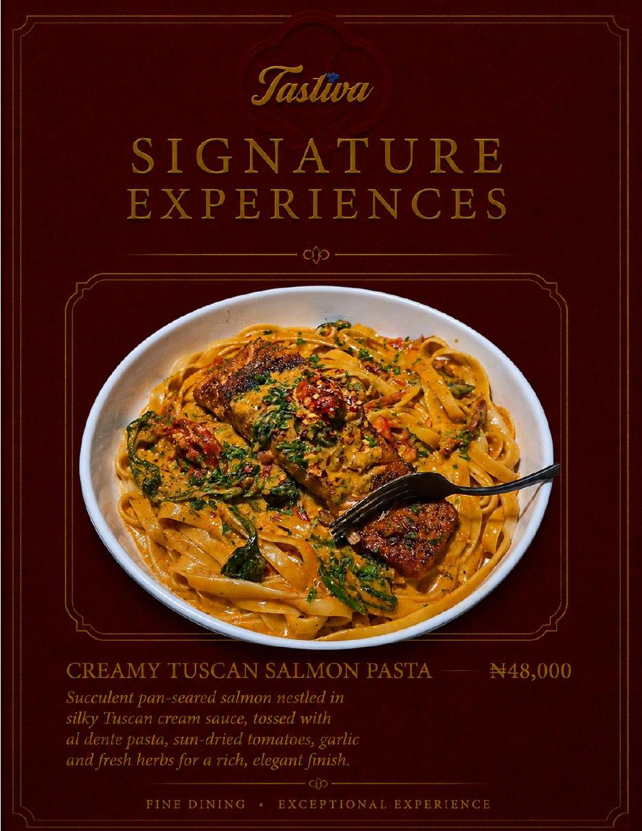 Tastiva signature menu page