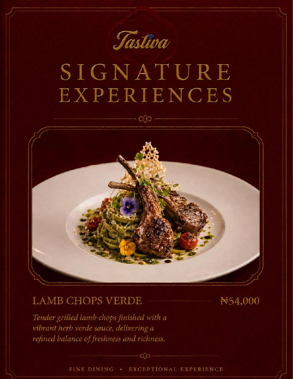 Tastiva signature menu page