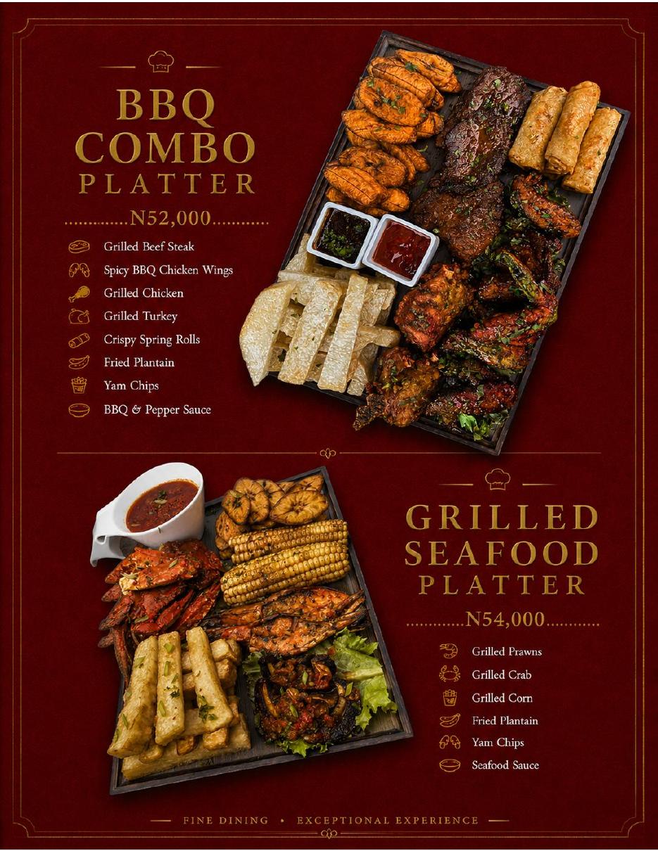 Tastiva pasta and seafood menu page