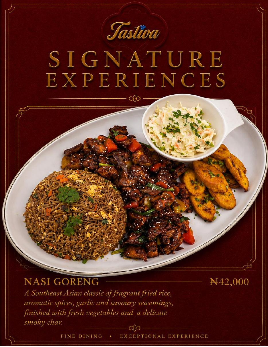 Tastiva rice and signature dish menu page