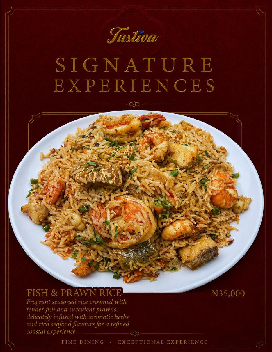 Tastiva rice and signature dish menu page
