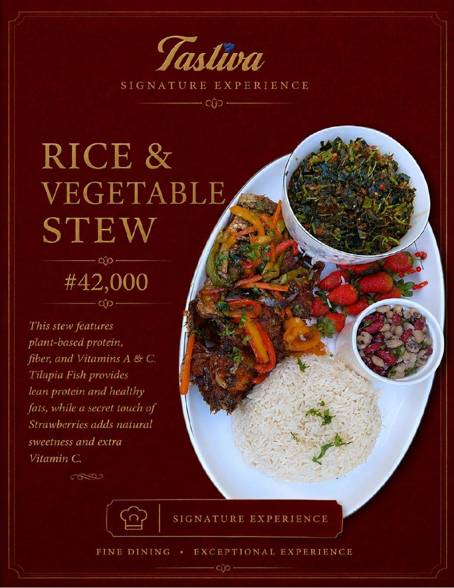 Tastiva rice and signature dish menu page