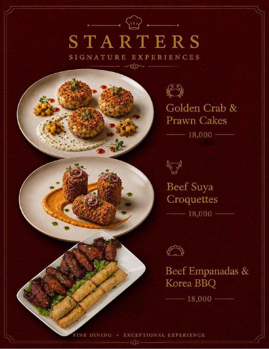 Tastiva starters menu