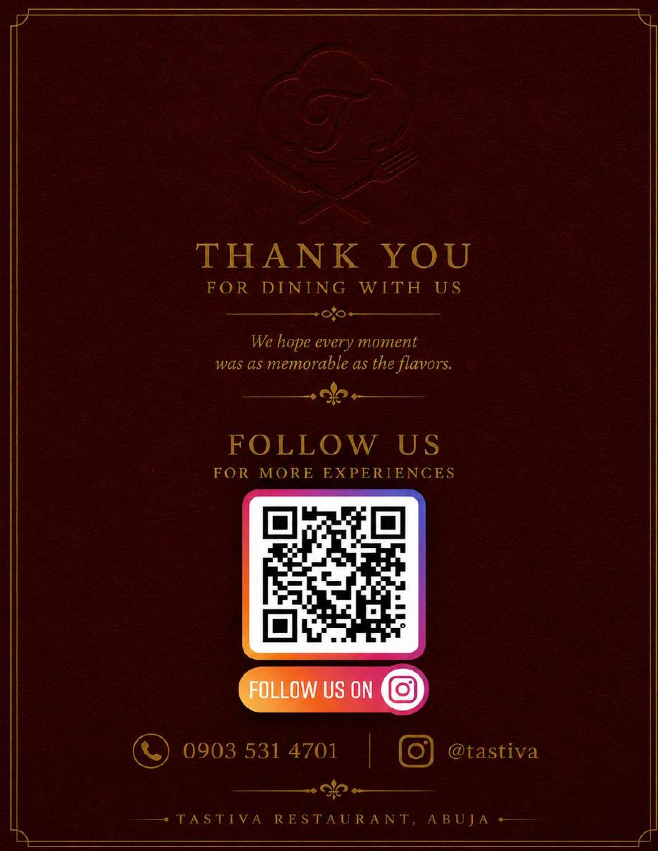 Thank you for dining with Tastiva